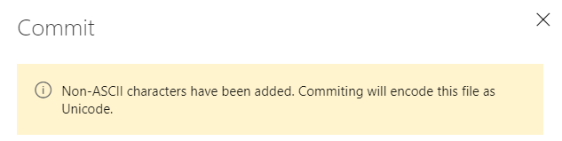 Captura de tela que mostra a caixa de diálogo sobre como introduzir alterações de codificação por meio de um push da Web.