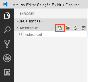 Criar o arquivo de índice padrão no Visual Studio Code