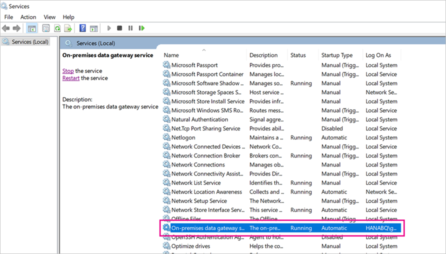 Reiniciar os serviços de gateway