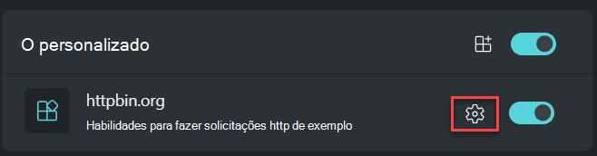 Captura de ecrã a mostrar a imagem Definições.