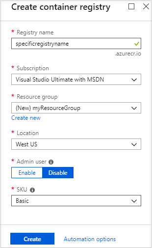 Criar registro de contêiner