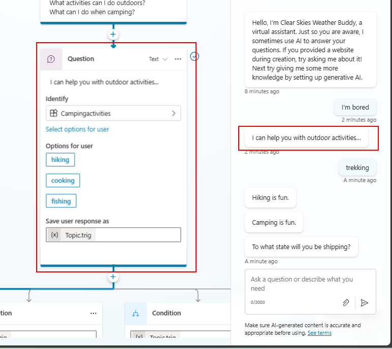 Captura de tela de um nó exibindo uma marca de seleção colorida e uma borda.