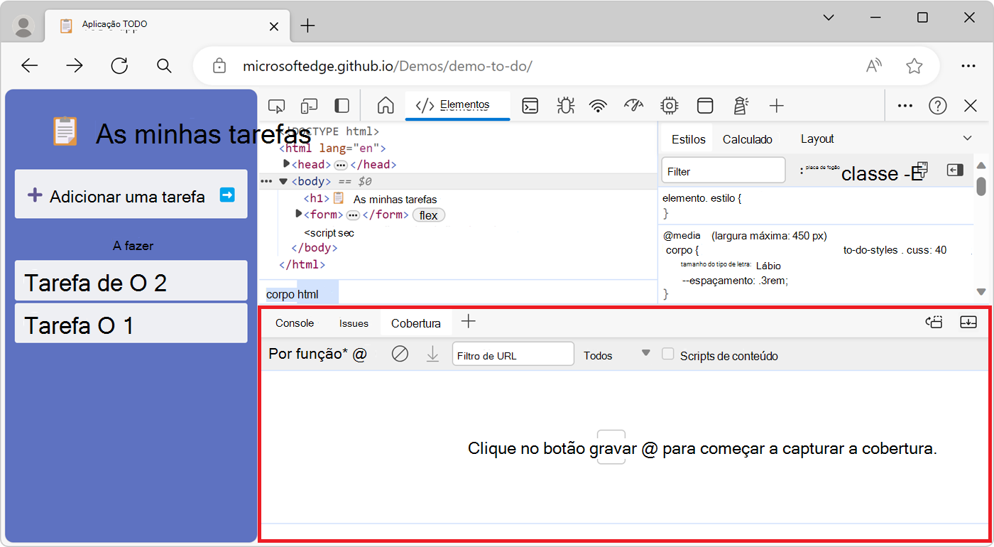 A ferramenta Cobertura