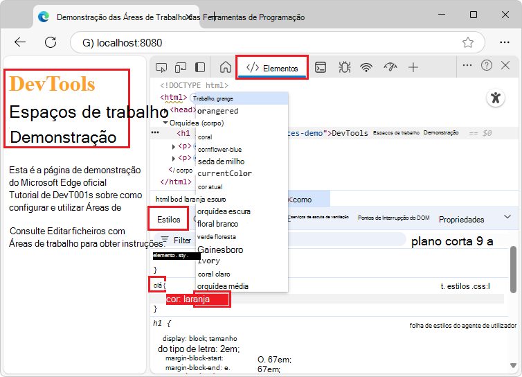 Alterar a propriedade de cor no styles.css