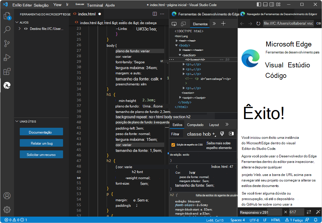 Edição da página com êxito do tamanho do CSS h2