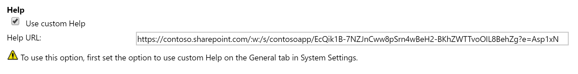 Configuração da tabela de ajuda personalizável.