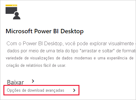 Captura de tela do botão Baixar na página de download do Power BI Desktop.