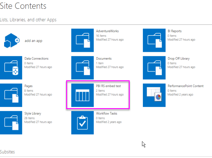 Captura de tela da página de Conteúdos do Site no aplicativo.