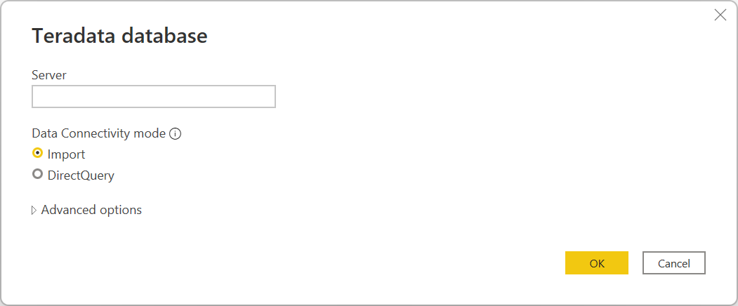 Insira a conexão de banco de dados do Teradata.