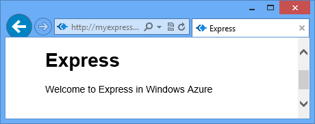 Um navegador da Web que exibe o Welcome to Express no Azure