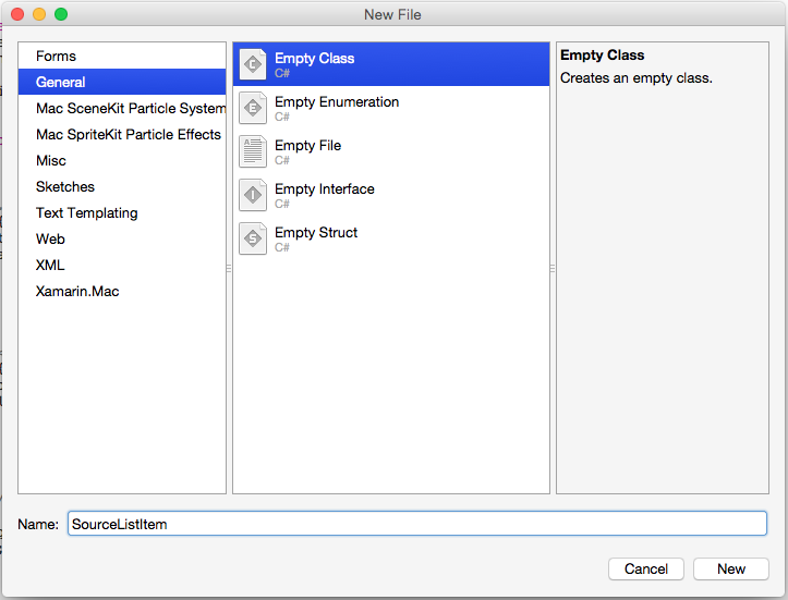 Adicionando uma classe vazia