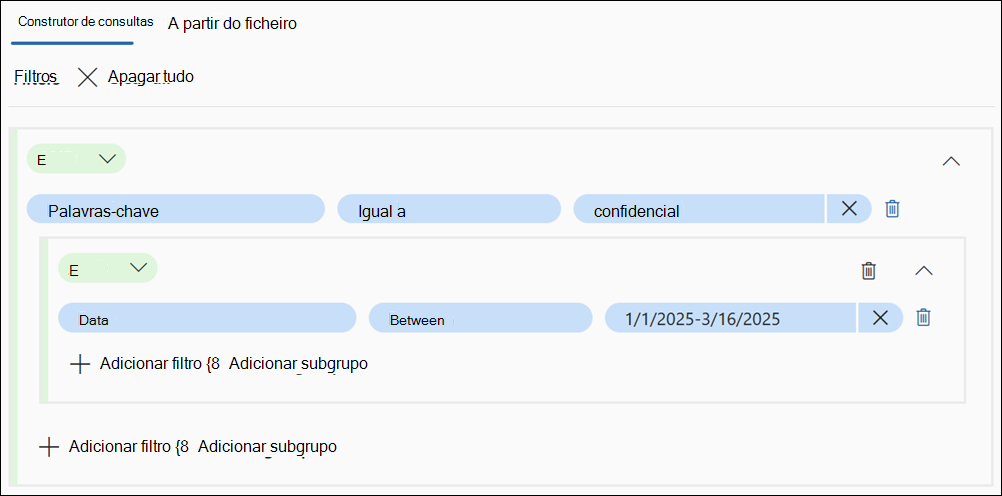 Exemplo do construtor de consultas.