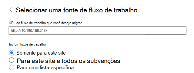Origem do fluxo de trabalho SPMT.
