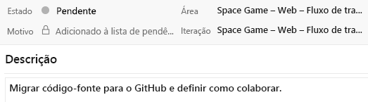 Uma captura de tela do Azure Boards que mostra os detalhes do item de trabalho para o problema Criar um fluxo de trabalho baseado no Git.