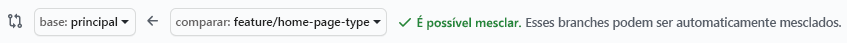 Captura de tela do GitHub confirmando que o ramo pode ser mesclado.