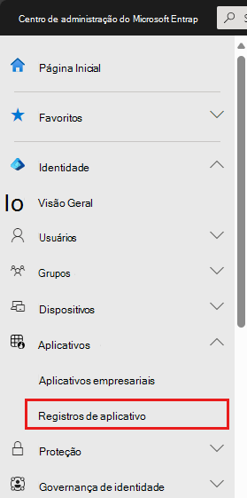 Captura de ecrã a mostrar a seleção de Microsoft Entra no portal do Azure.