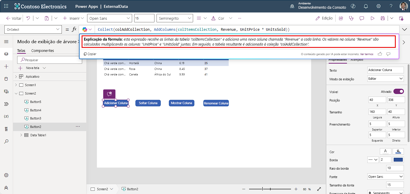 Captura de tela da explicação da fórmula.