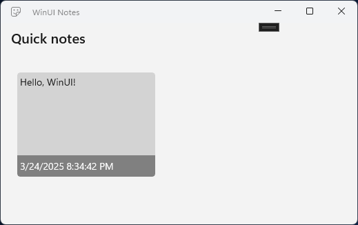 A interface do usuário do aplicativo de anotações com a lista de notas mostrando o conteúdo da anotação e a data formatadas por um modelo de dados.