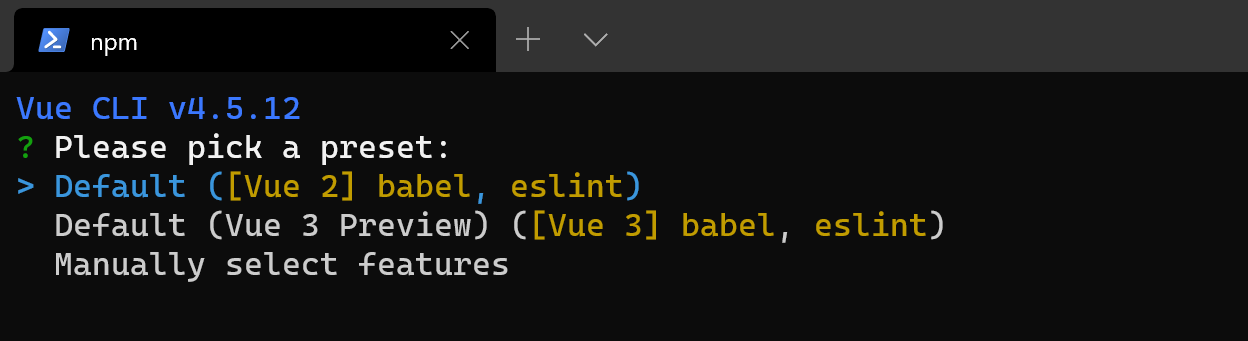 Predefinição do Vue CLI