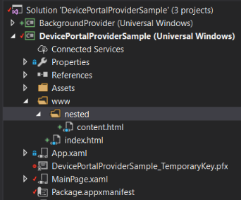 pasta de conteúdo estático do portal do dispositivo