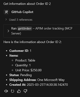 Captura de tela dos resultados do bate-papo no Visual Studio Code.