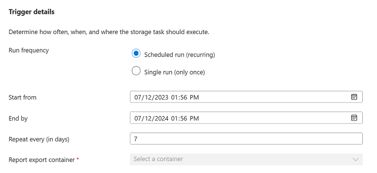 Captura de tela da seção Gatilhos do painel Adicionar atribuição.