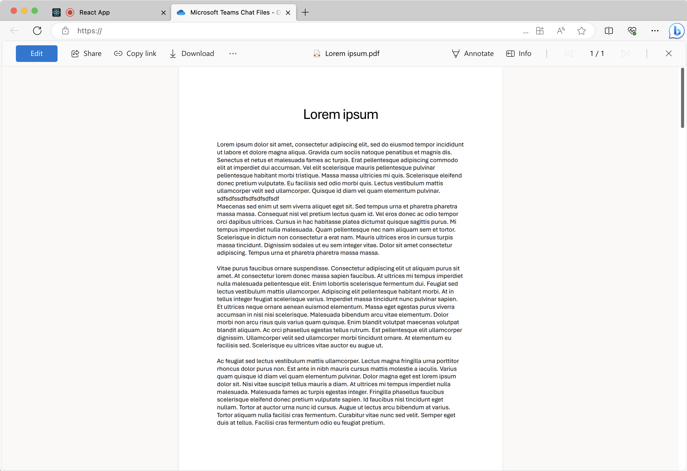 Captura de ecrã da página web do SharePoint que mostra o conteúdo do ficheiro.