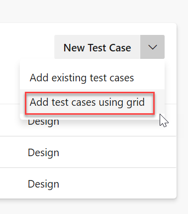 Adicionar casos de teste usando Grid.