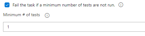 Captura de tela mostrando a opção Reprovar a tarefa se um número mínimo de testes não forem executados.