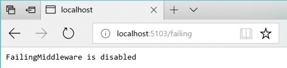 Captura de ecrã da verificação do estado da simulação de middleware em falha.