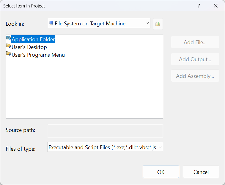 Caixa de diálogo Propriedades de ações personalizadas: selecione o item.