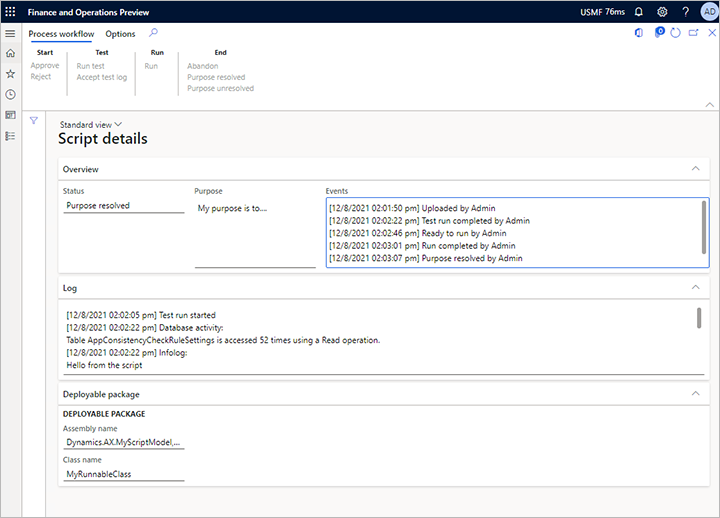 Página de detalhes do script Página de detalhes do script.