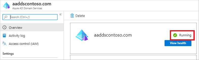estado dos Serviços de Domínio uma vez implementado com êxito