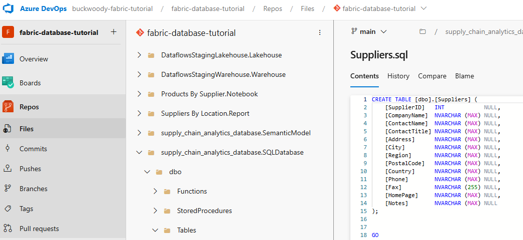 A captura de tela mostra a tabela Fornecedores com um tipo de dados diferente para Fax.