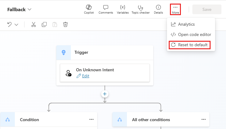 Captura de tela que mostra onde o botão de redefinição está localizado.