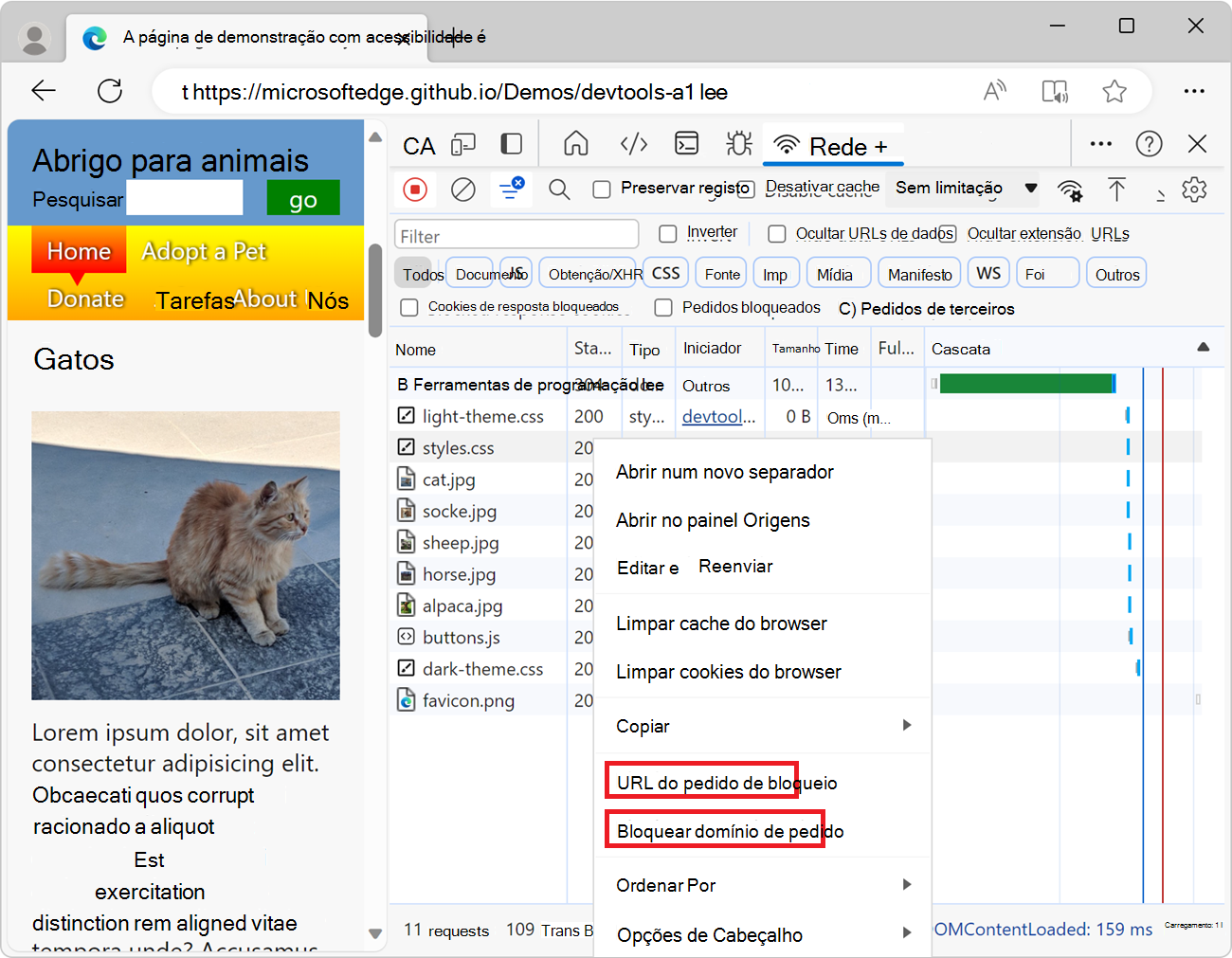 Bloquear a partir da ferramenta de rede