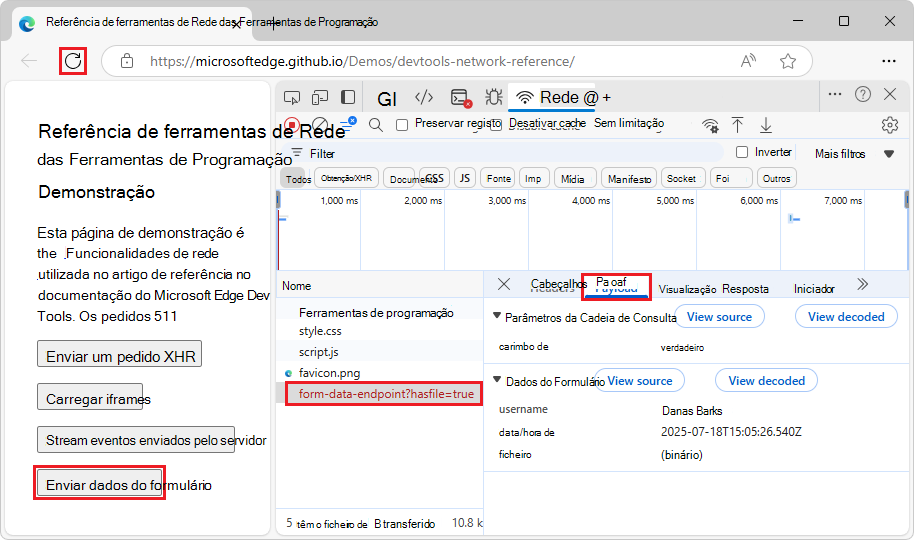 A secção Parâmetros da Cadeia de Consulta no separador Payload