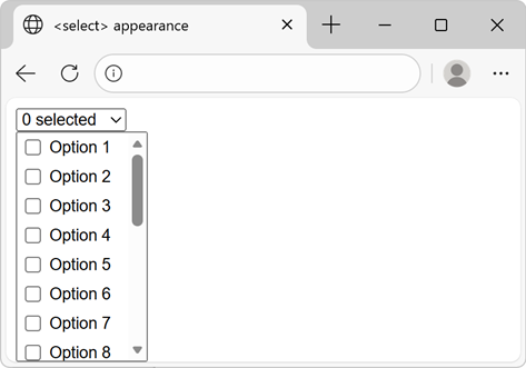 Uma lista pendente na página