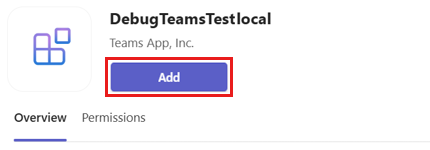 Captura de ecrã a mostrar a caixa de diálogo de detalhes da aplicação para adicionar a aplicação.