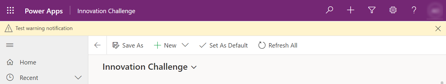 Exemplo de notificação de aviso.