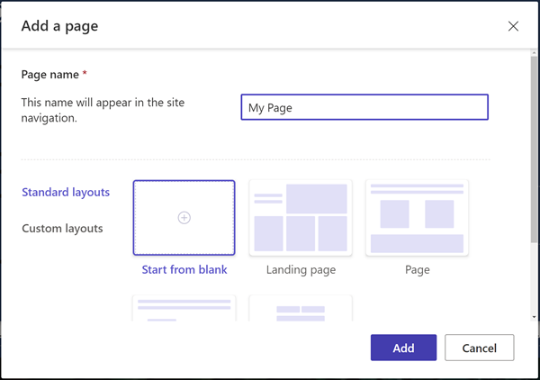 Adicionar uma página ao site.