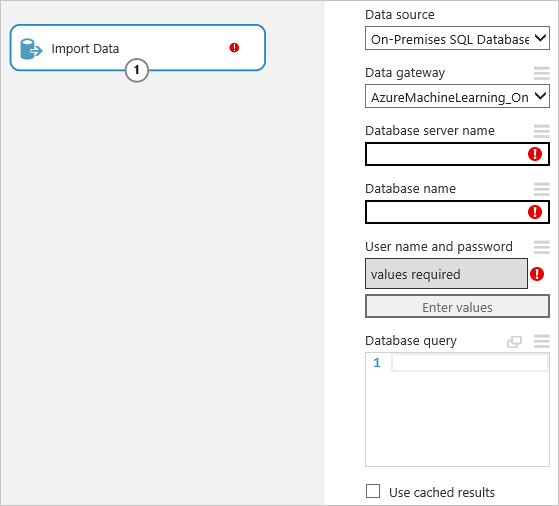 Selecionar gateway de dados para o módulo Importar Dados