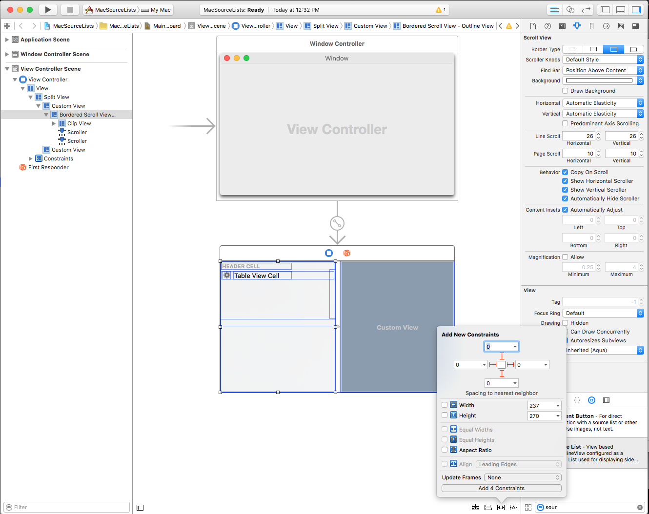 Editando restrições arrastando uma Lista de Origem para a Exibição de Divisão.