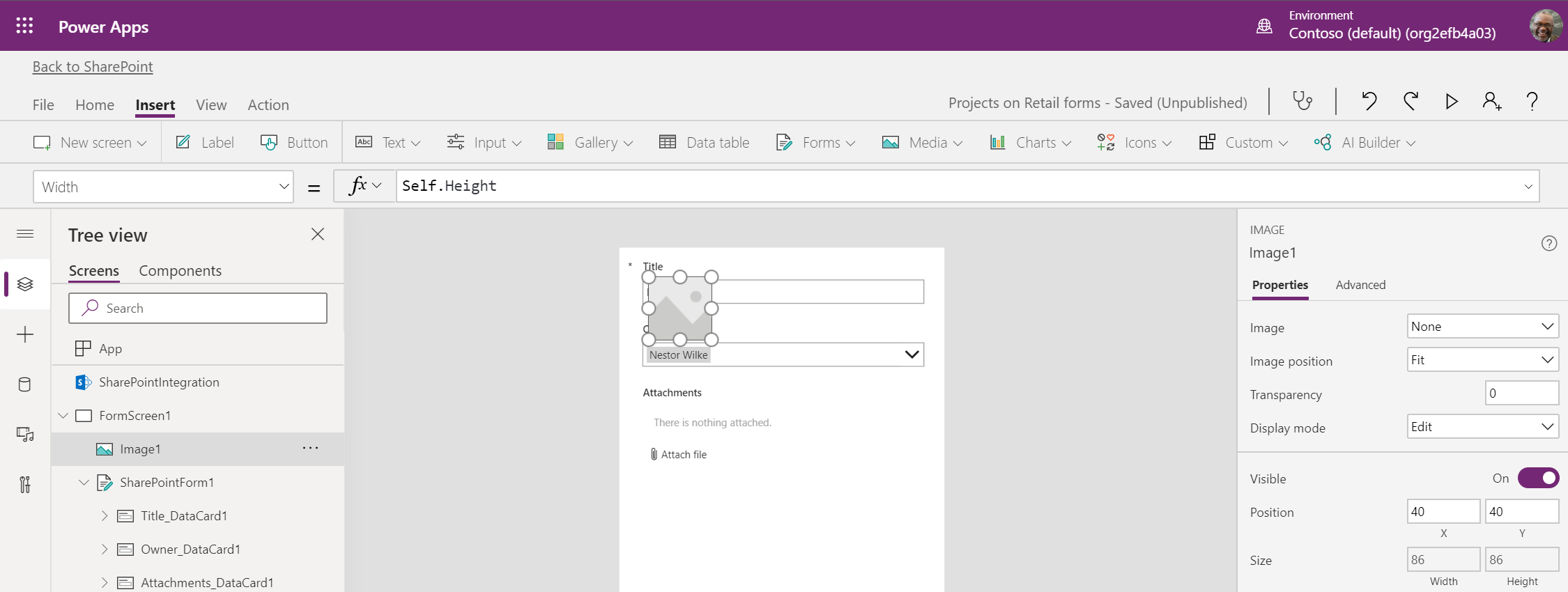 Definir a largura da imagem
