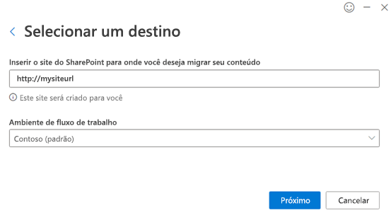 Selecione o seu destino e ambiente.