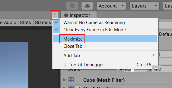 Captura de ecrã do comando Maximizar para a janela Jogo.