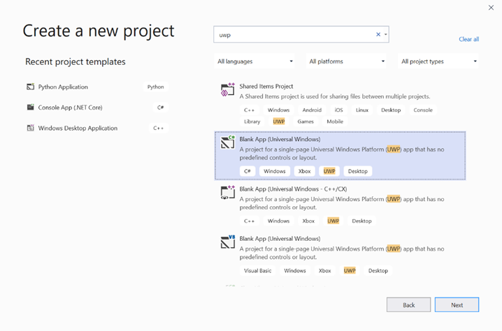 Criar um novo projeto para seu aplicativo