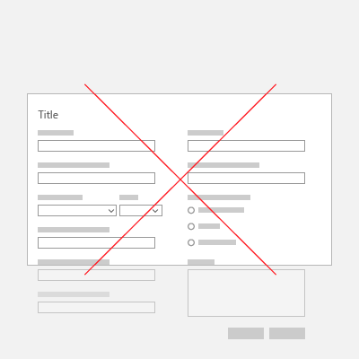 formulário com 2 colunas incorretas