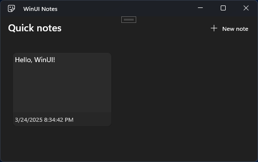 A interface do usuário do aplicativo de anotações com um plano de fundo escuro e um modelo de nota escuro.