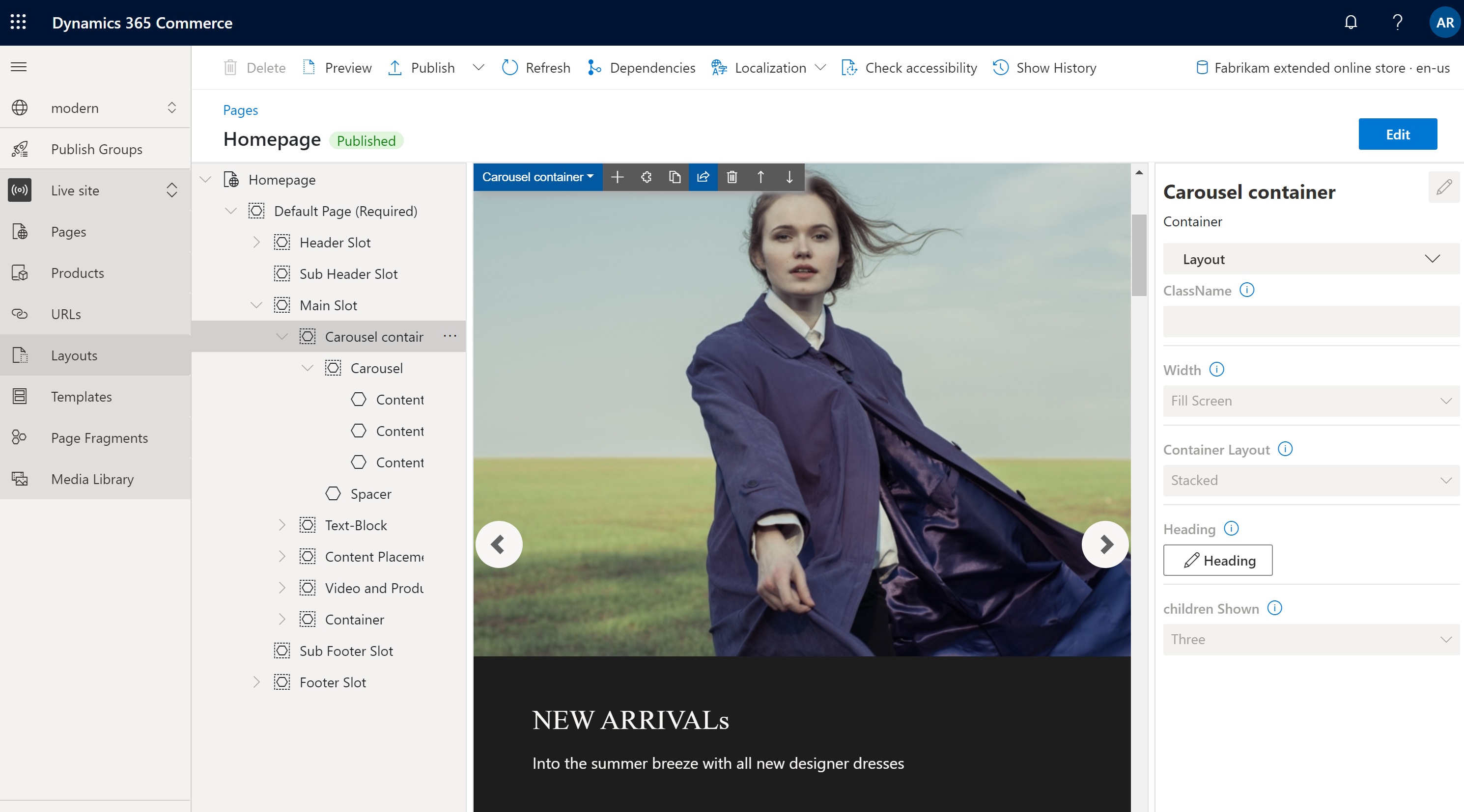 สกรีนช็อตของโมดูลคอนเทนเนอร์
